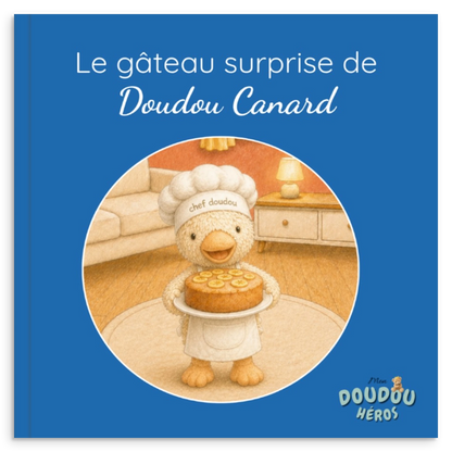 Couverture du livre personnalisé Le gâteau surprise avec le doudou héros